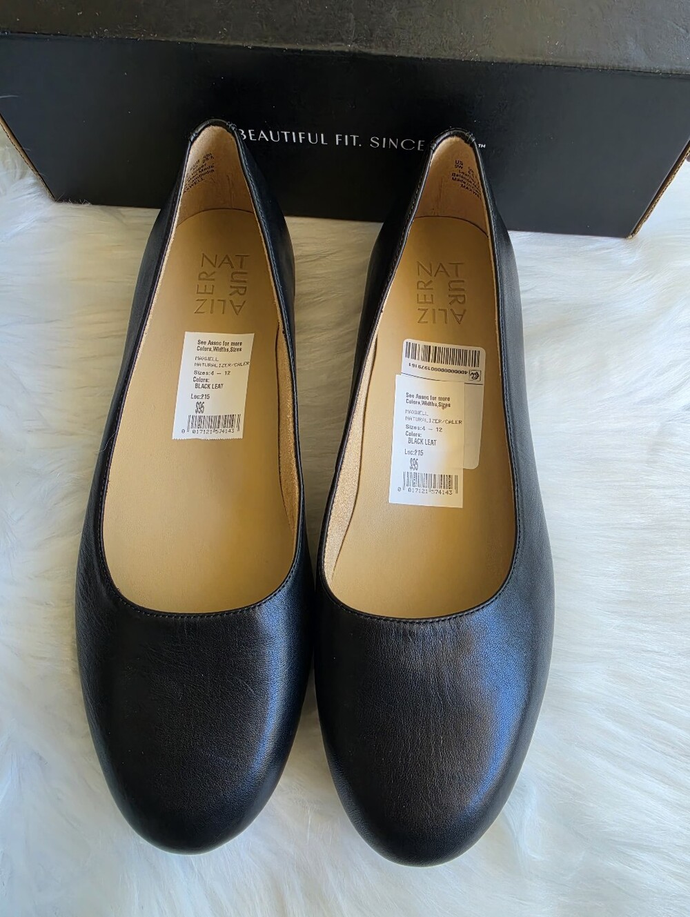 NAT Naturalizer Maxwell Ballet Flat Shoes (Black Leather) Size 9.0 W